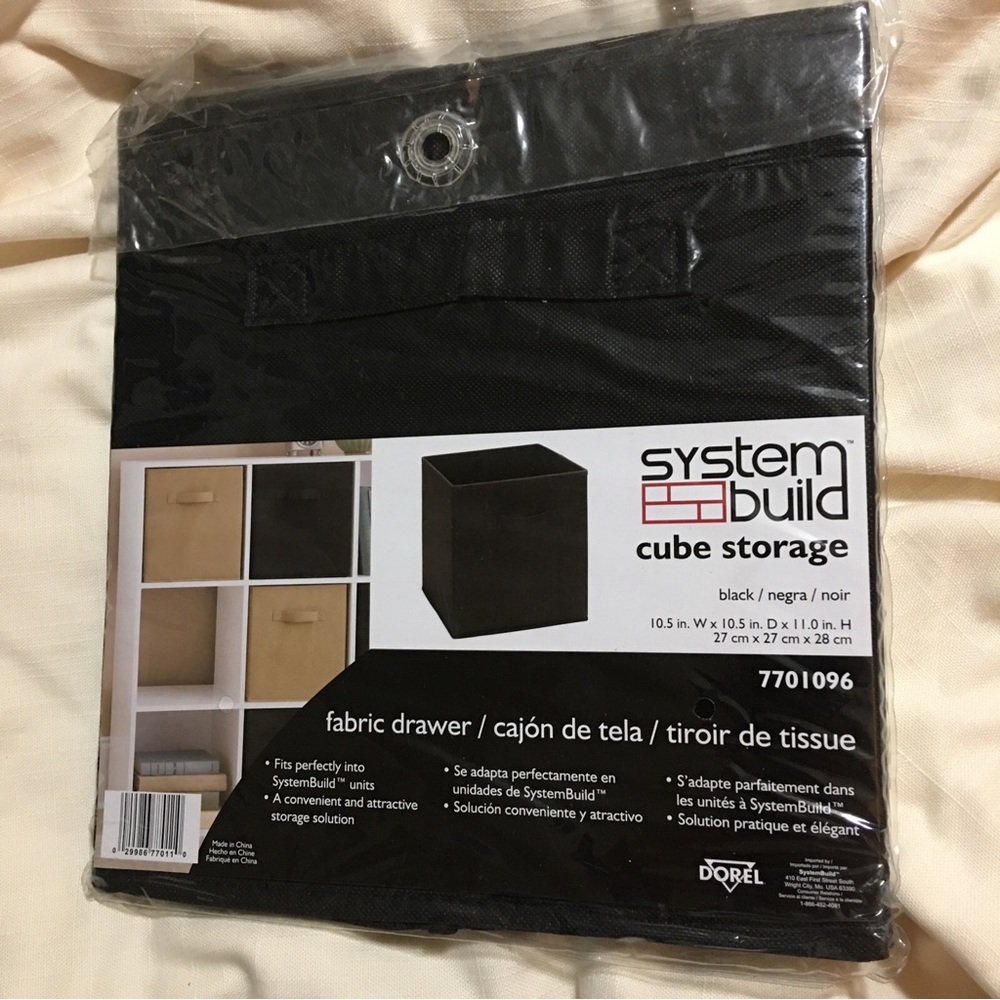 Black Fabric Cube Storage Bin New